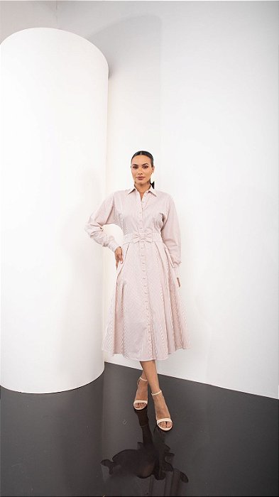 Vestido Max Mid Listrado Aline - Jany Pim