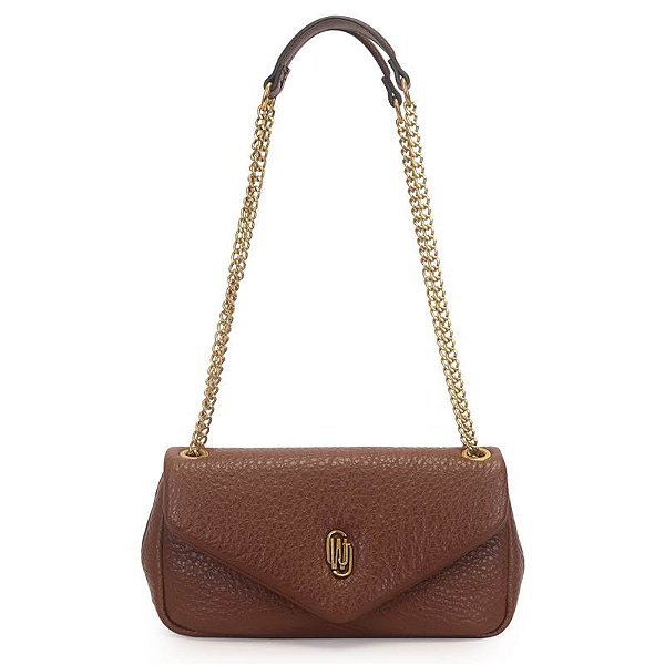 Bolsa Transversal Media Com Alca Corrente Marrom