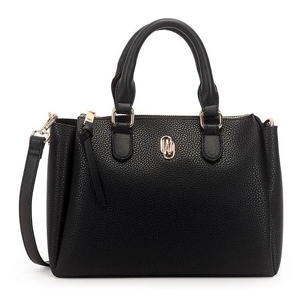 Bolsa Satchel Media Com Compartimento Preta