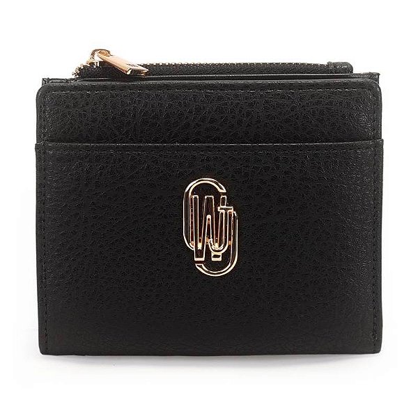 Carteira Media Com Ziper Preta