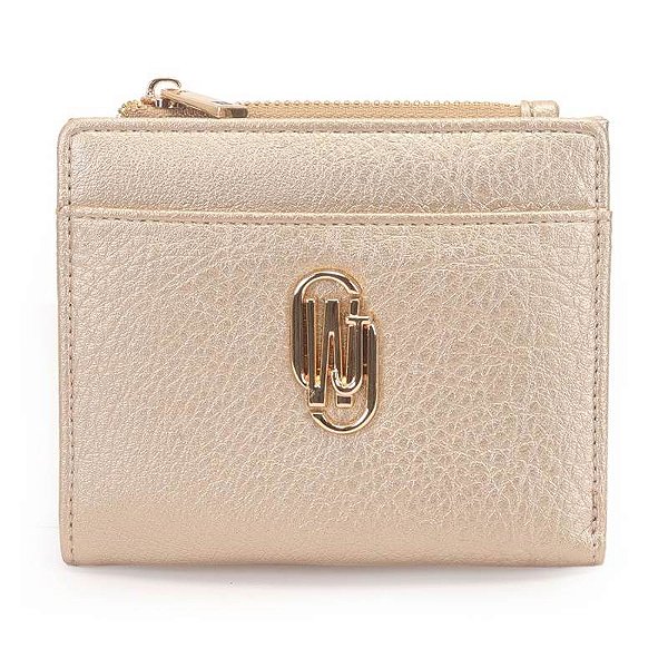 Carteira Media Com Ziper Ouro