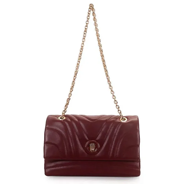 Bolsa Transversal Grande Matelasse Com Alca Corrente Burgundy