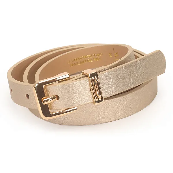 Cinto Feminino Passante Metal Com Logo Wj Alto Relevo 2 Cm Ouro