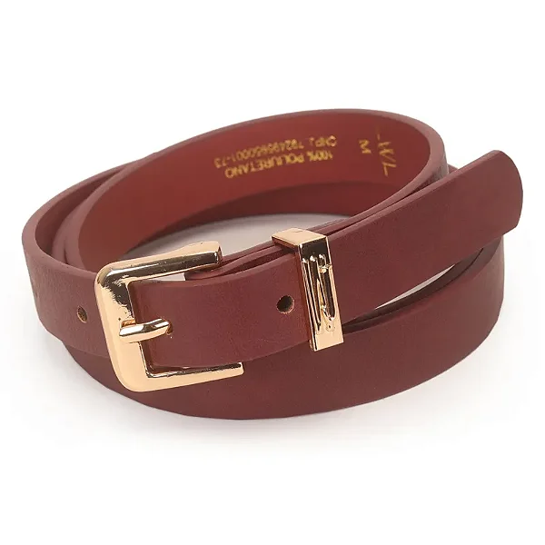 Cinto Feminino Passante Metal Com Logo Wj Alto Relevo 2 Cm Burgundy