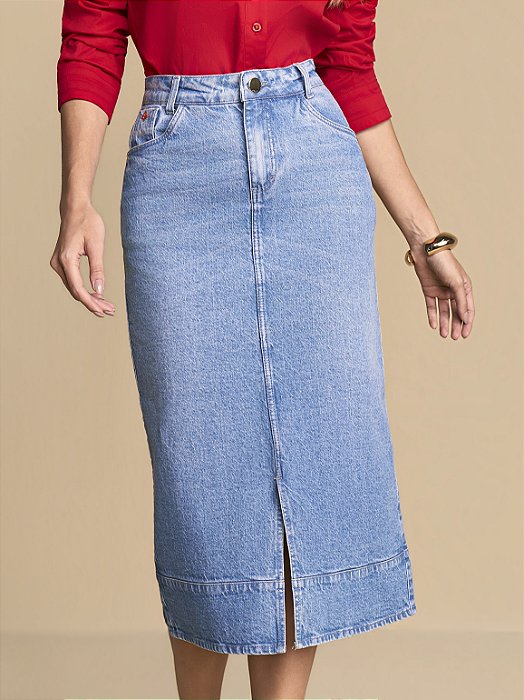 SAIA CORTE RETO JEANS 80CM - TITANIUM