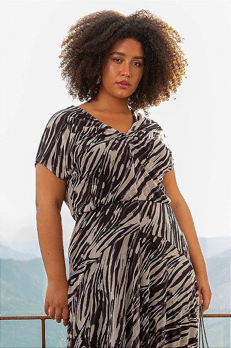 Vestido em Tule Animal Print