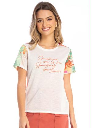 T-shirt Manga Curta Estampa Sometimes