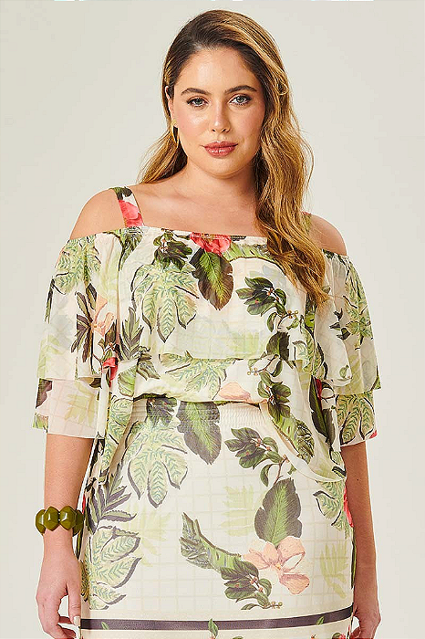 Blusa de alça Estampado plus size