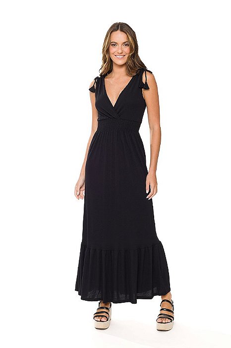 Vestido Longo com Detalhe na Alça