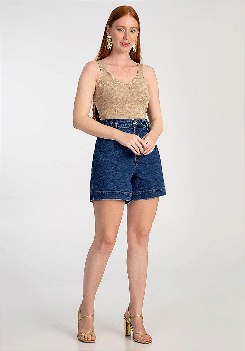 Blusa cropped em tricô com decote em v