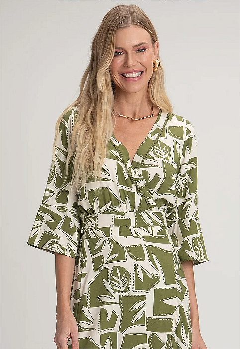 Blusa Manga 3/4 de viscose estampada