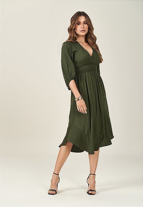 Vestido Midi Manga 3/4