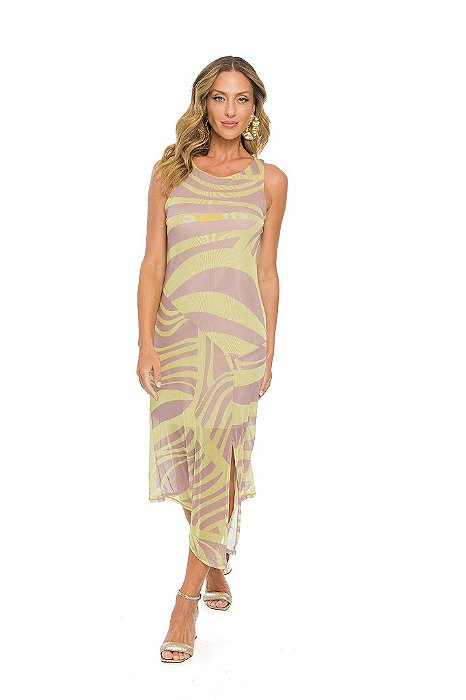 Vestido Midi com Listras