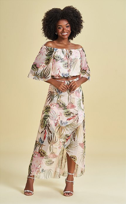 Saia Floral com Fenda