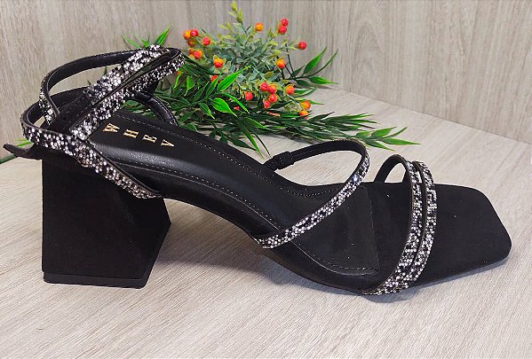 Sandália Salto Alto Suede Preto