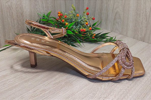 Sandália Salto Baixo Specchio Cobre