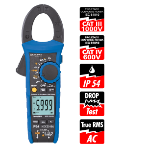 Alicate Amperímetro Digital 6.000 contagens/ CAT IV 600V/  True RMS Minipa HDC3010A
