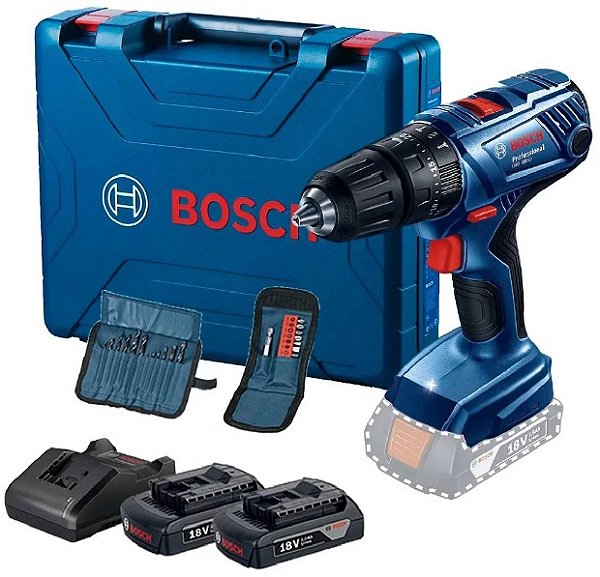 Parafusadeira Furadeira de Impacto GSB180-LI 1/2 Pol. 18V com 2 Baterias 2,0Ah Carregador Bivolt e Maleta com Acessórios