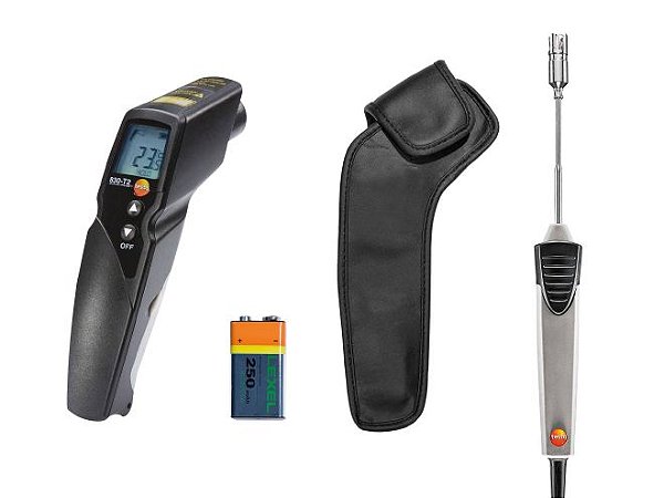 Pirômetro Óptico c/ Infravermelho p/ Medição de Temperatura c/ Mira Laser (12:1 ótica) - Testo 830 T2 KIT