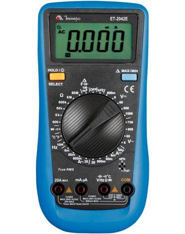 Multímetro Digital 3 5/6D /60Mohms/20A/cap./temp./freq. - Minipa ET-2042E