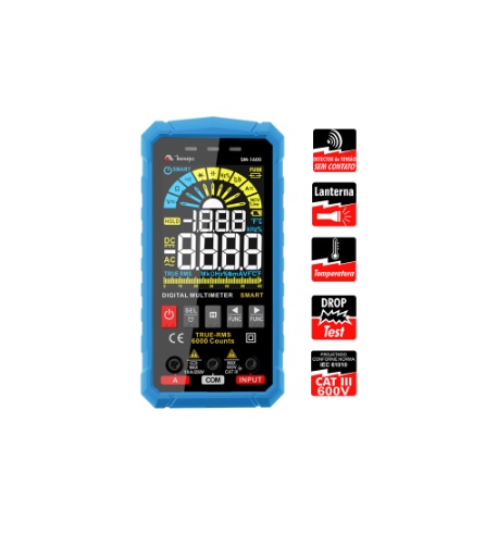 Multímetro SMART Digital 6000 contagens / CAT III - 600V / TRUE RMS Minipa SM-1600
