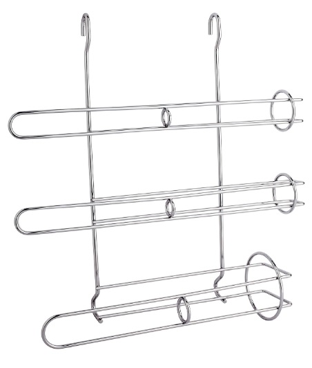 Porta-Rolos para Papel Toalha, Papel Alumínio e Filme PVC aplicado em Barra Euro Cromado