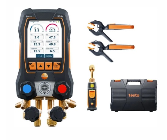 Kit Smart Vácuo Manifold Digital Inteligente com Sondas de Temperatura e de Vácuo Sem Fio Testo 558S - 0564 5582