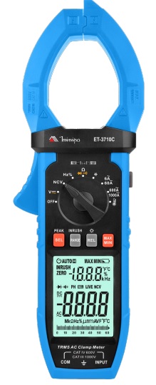 Alicate amperímetro digital 1000A True RMS AC CAT III 1000V Minipa ET-3710C