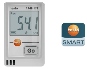 Mini data logger de temperatura e umidade com conexão Bluetooth - Testo 174 H BT - 0572 1743 01