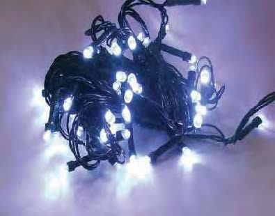 Pisca de Natal 50 Leds Branco Frio 8 Funções 5 Metros fio verde bivolt.
