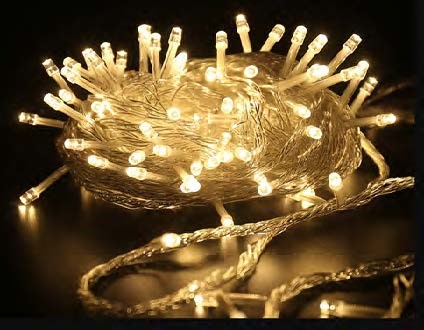 Pisca de Natal 50 Leds Branco Quente 8 Funções 5 Metros fio transparente bivolt.