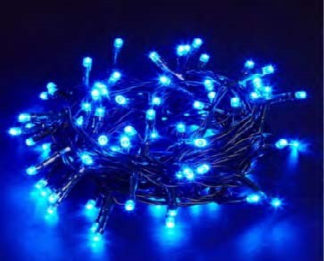 Pisca de Natal 100 Leds Azul 8 Funções 10 Metros fio verde 127V.