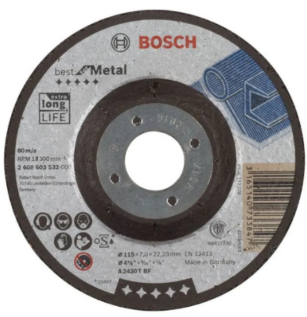 Disco de desbaste Bosch 115x6x22,23mm ( 4 1/2x 1/4x 1/8")