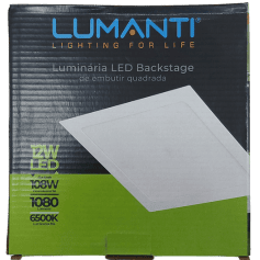 Luminária de Embutir Quadrada Backstage LED - 12W, 6500K, 1080lm, Autovolt - Dimensões: 168x168x24mm