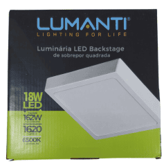 Luminária de Sobrepor Quadrada Backstage LED 18W Autovolt 6500K 210x210mm