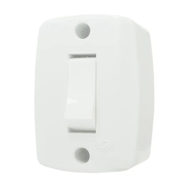 Interruptor Simples 6A 250V~ de Sobrepor Retangular | Fácil Instalação e Durabilidade