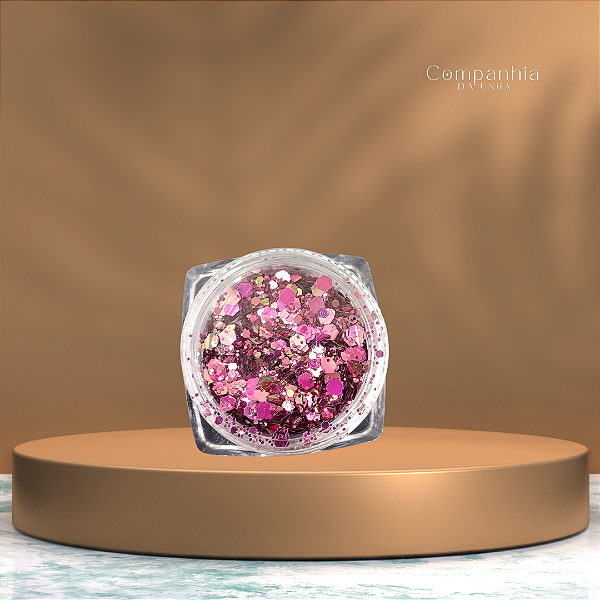 Mini Potinho de Glitter Flocado - Rosa