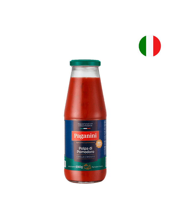 Polpa Tomate Italiana Com Manjericão Paganini 690g
