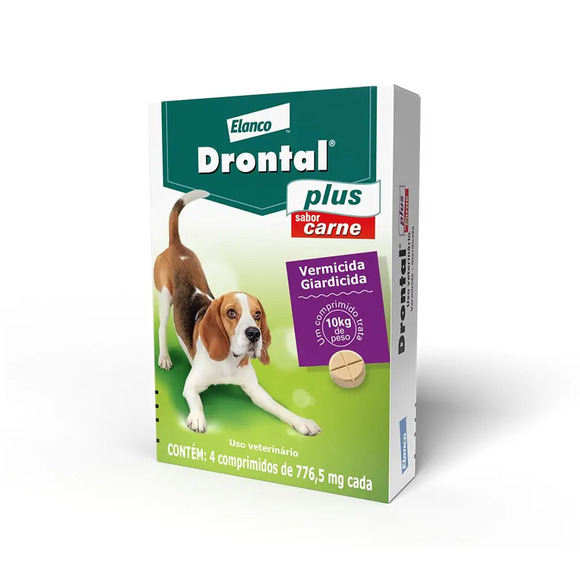 Drontal Plus para Cães de 10 kg Sabor Carne 4 comprimidos