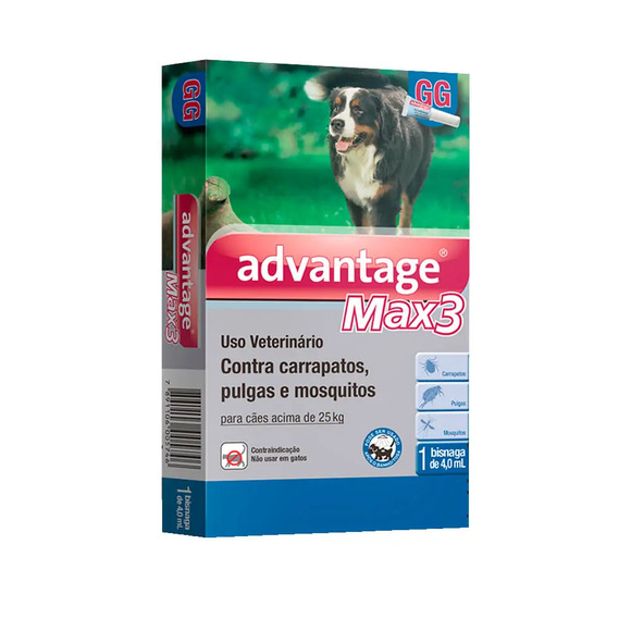 Antipulgas e Carrapatos Advantage Max3 4,0ml para Cães acima de 25kg