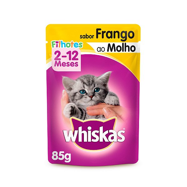 Ração Úmida Whiskas Sachê para Gatos Filhotes Sabor Frango ao Molho 85g
