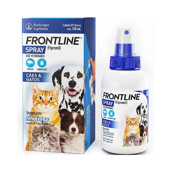 Antipulgas e Carrapatos Frontline Spray Cães e Gatos 100 ml