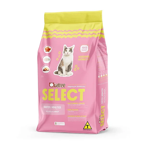 Quatree Select Gatos Adultos Salmão e Arroz 1Kg