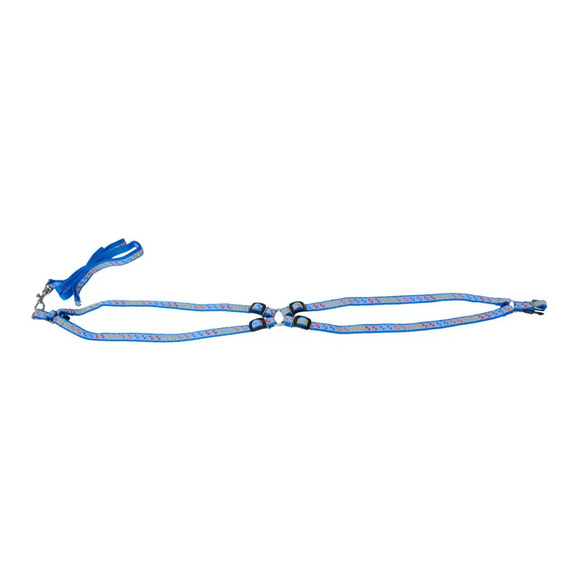 Conjunto Peitoral e Guia Estampada Azul São Pet Nº 3 - 66cm