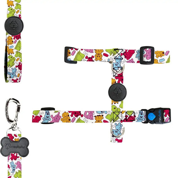 Kit H Para Cachorro Turma da Mônica 06 - Peitoral + Guia M