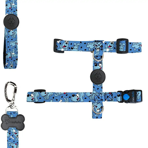 Kit H Para Cachorro Turma da Mônica 07 - Peitoral + Guia G