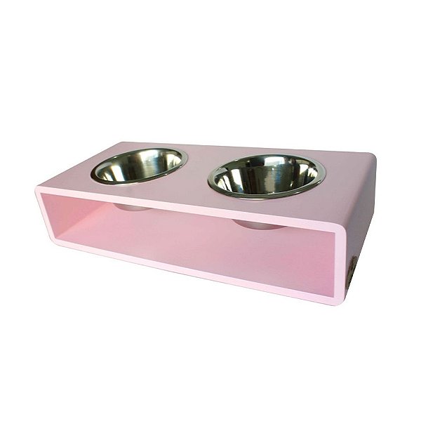 Comedouro Duplo Modern Hello Pet Rosa M
