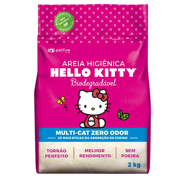 Areia Higiênica Hello Kitty Biodegradável 2 kg