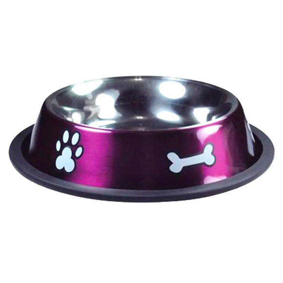 Comedouro Inox Rubber Print Rosa Jambo M