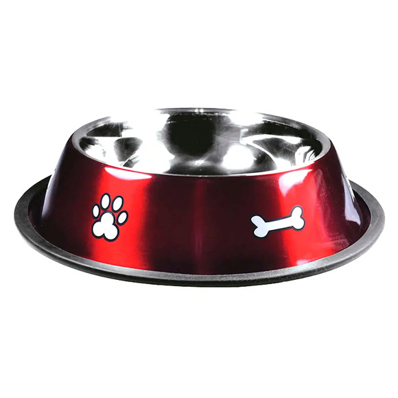 Comedouro Inox Rubber Print Vermelho Jambo G